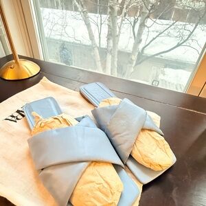 Zara leather Sky Blue Criss-Cross Sandals